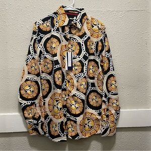 Silver Stone Geo Collection Modern Fit Mens LS Button Up Shirt Sz L NWT.